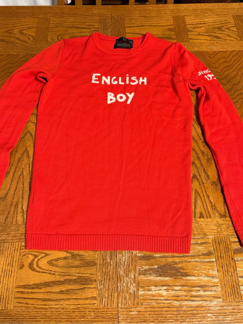 Bella Freud x Fred Perry “English Boy” Wool Sweater in Red Sz 4 *FLAWED* - Picture 4 of 15